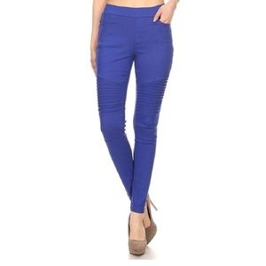 Skinny pull-on moto leggings